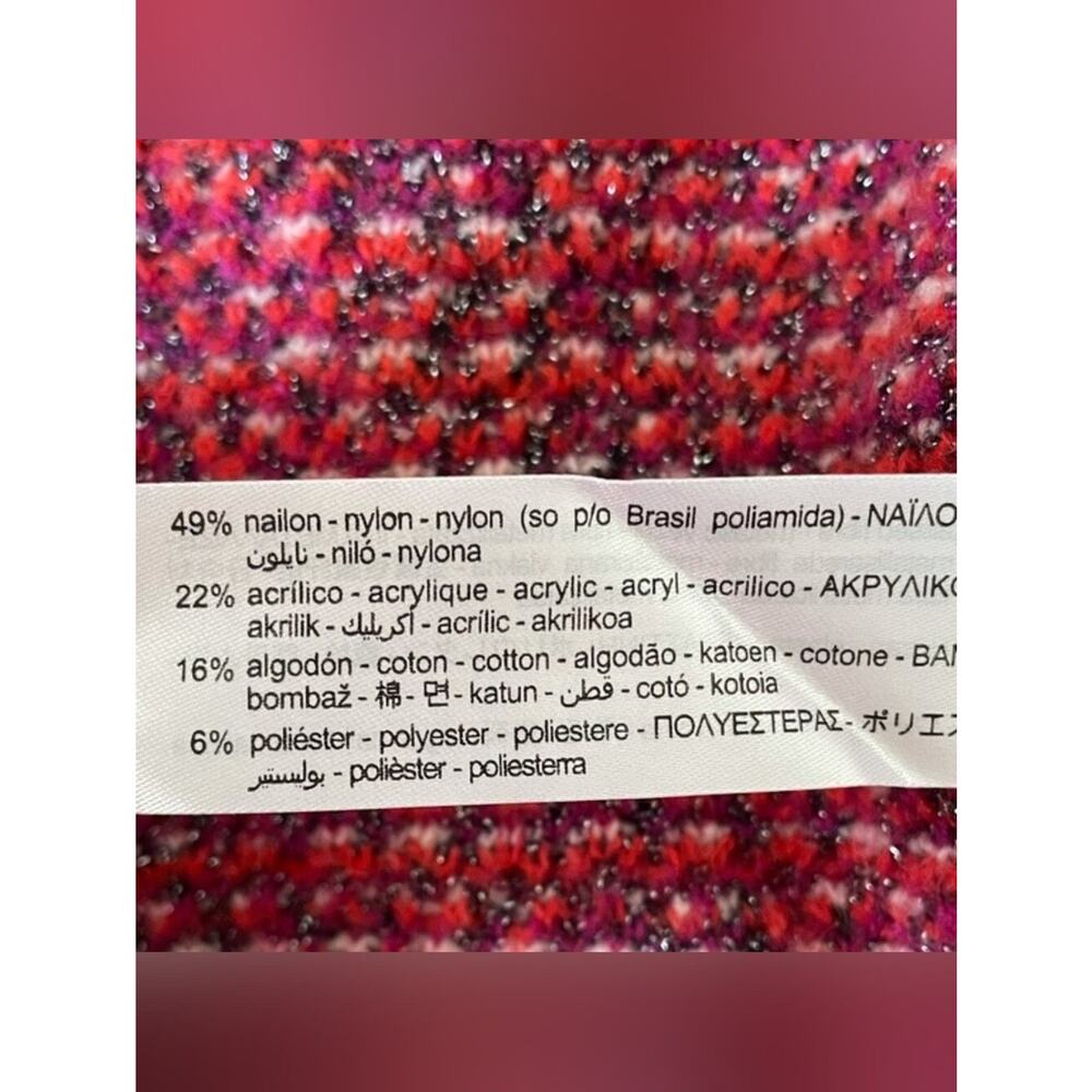 Zara Multicolor Red Ruffle-Sleeve Knit Crop Top Boho Feminine - Picture 7 of 7